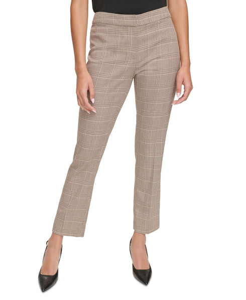 Petite Plaid Single-Button Blazer & Plaid Slim-Leg Pants